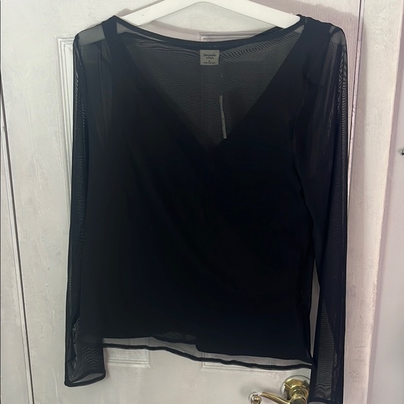 Abercrombie & Fitch Tops - Abercrombie & Fitch Black Sheer Blouse Size XL